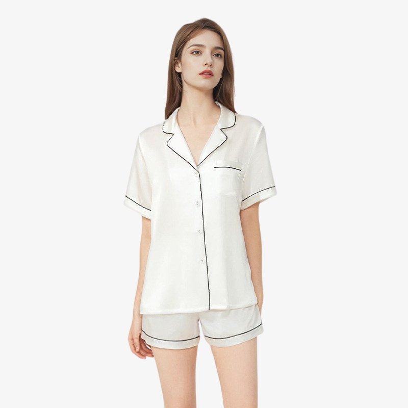 19 Momme 100% Mulberry Summer Silk Pajama Set (With Piping)