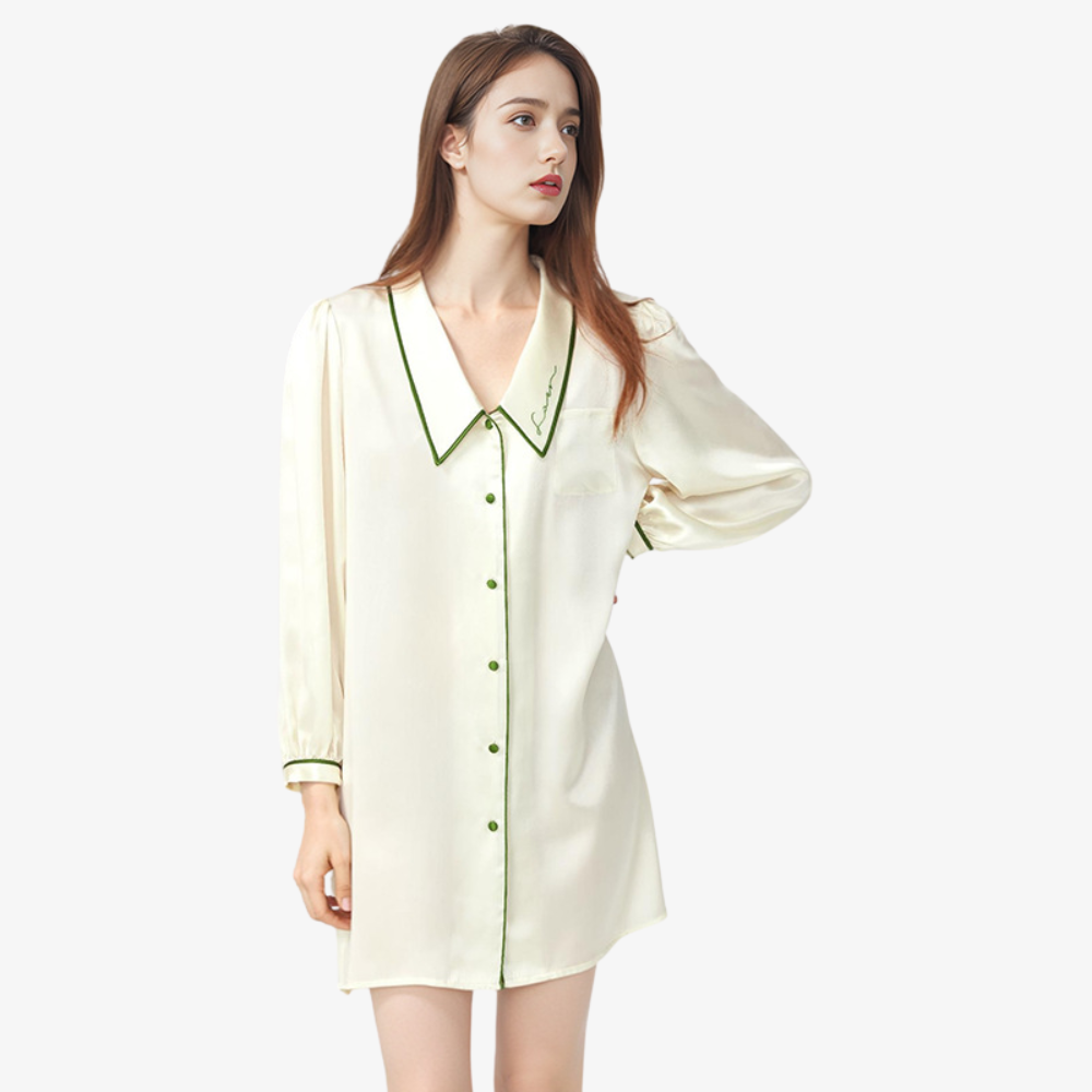 16 Momme 100% Mulberry Silk Peter Pan Collar Nightgown