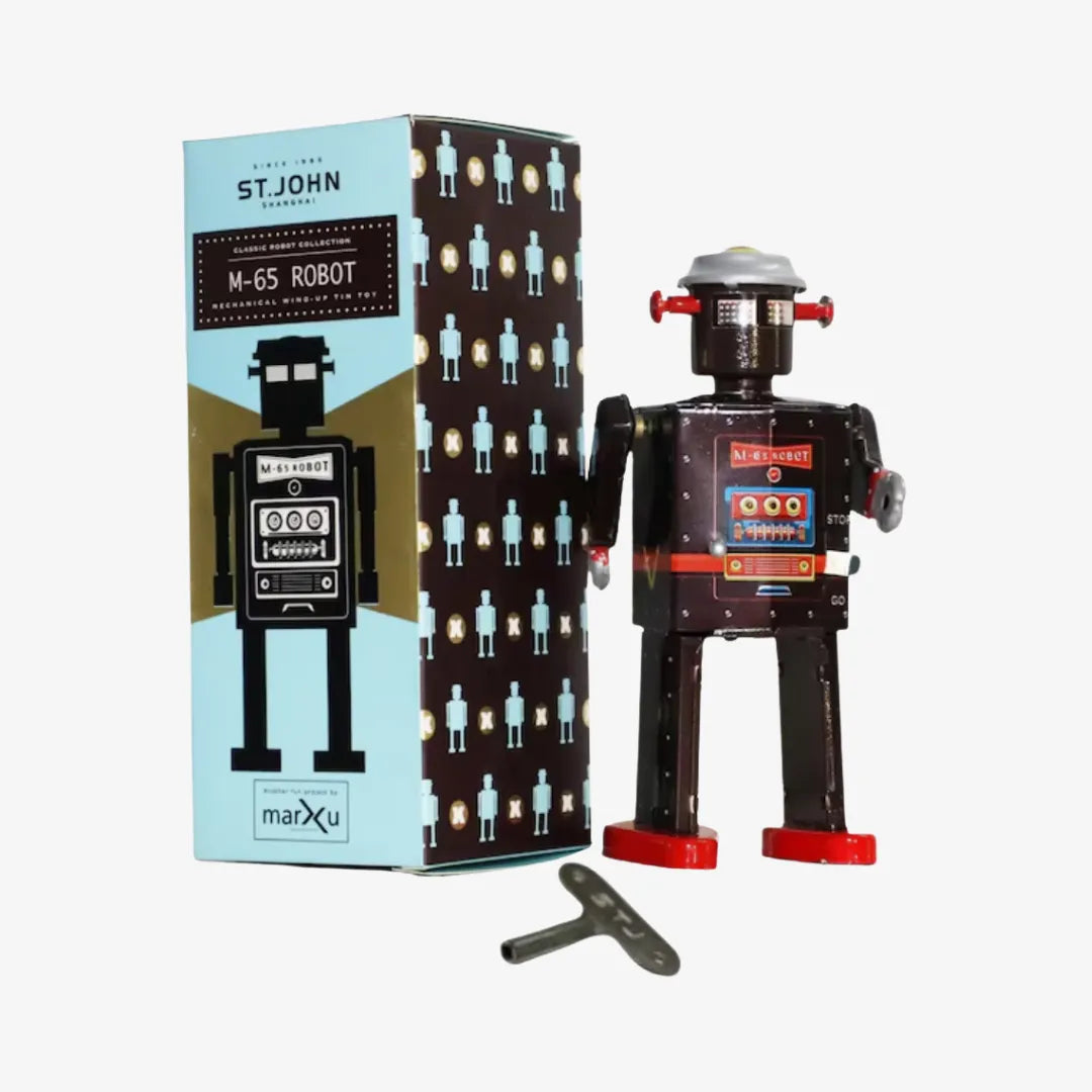 Vintage Collectible M-65 Robot Tin Wind Up Toy Perfect Gift for Holiday Season