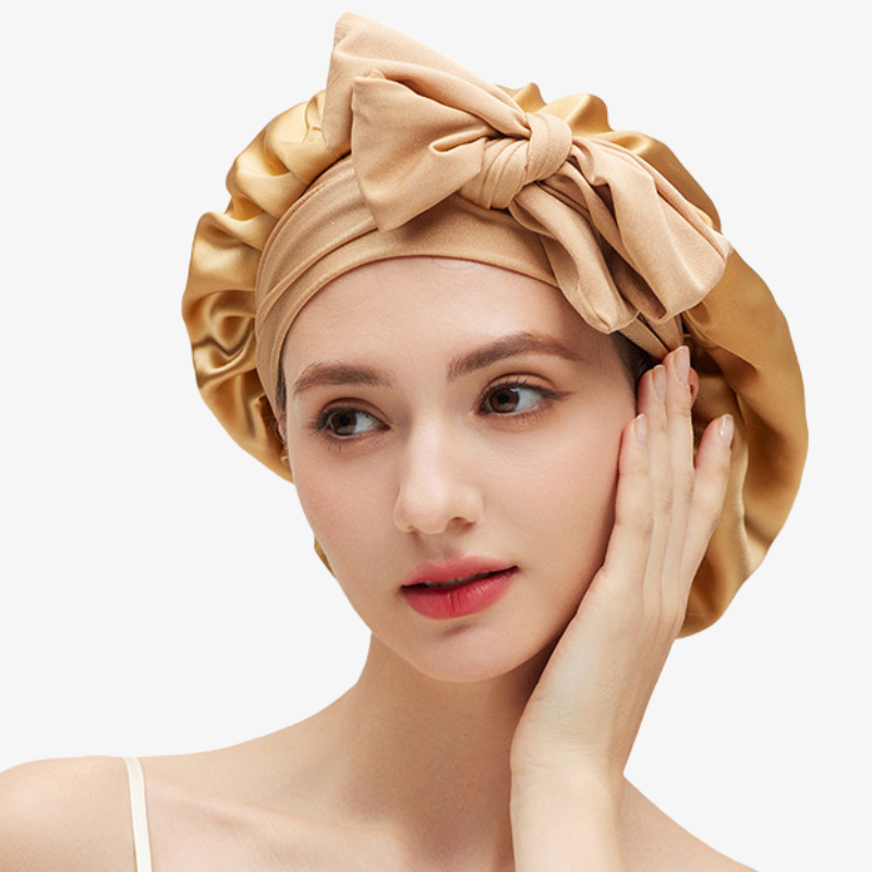 19 Momme 100% Mulberry Silk Sleep Cap – Double-Layer with Tie Strap