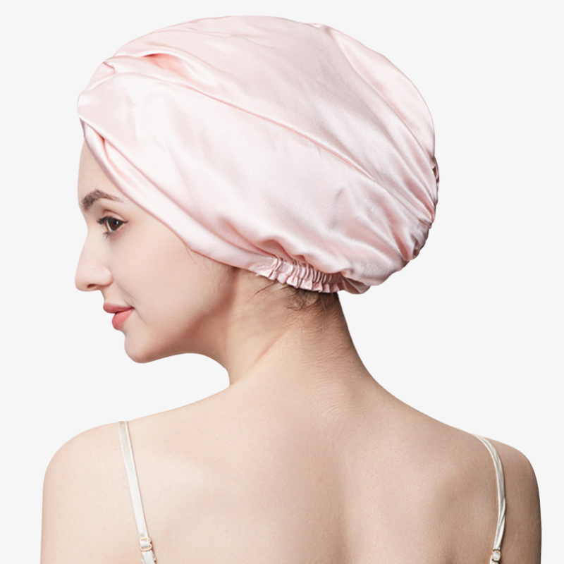 19 Momme 100% Mulberry Silk Sleep Cap – Double-Layer with Button Closure