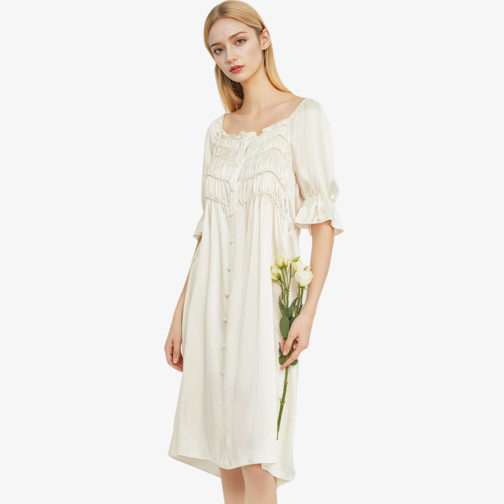 19 Momme 100% Mulberry Silk Vintage French-Style Nightdress