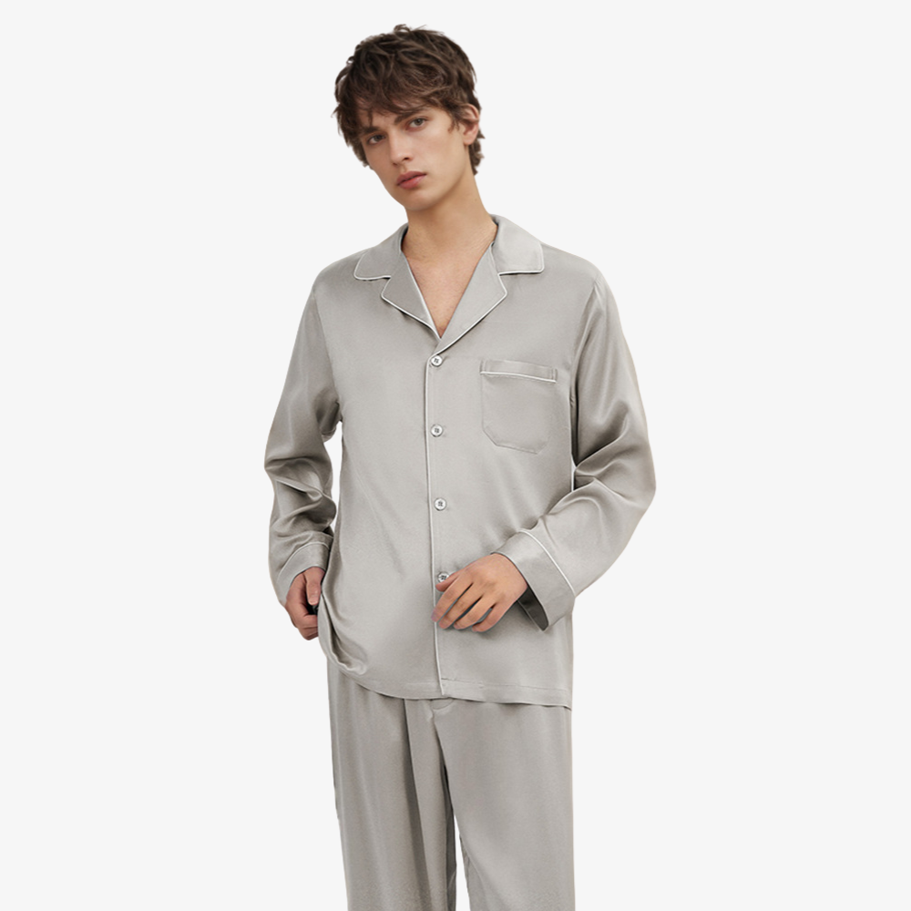 19 Momme 100% Mulberry Silk Men’s Long-Sleeve Pajama Set