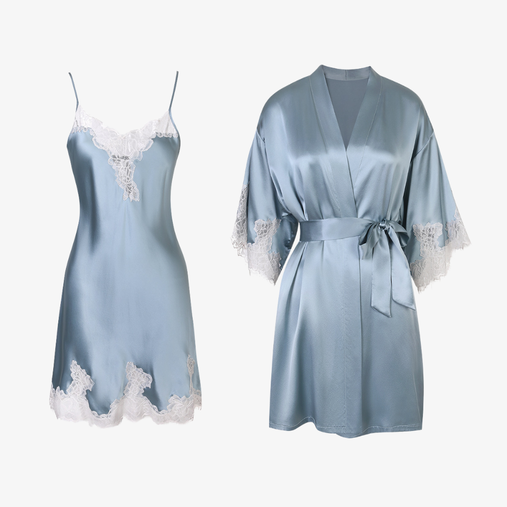 19 Momme 100% Mulberry Silk Cami Nightdress and Robe Set