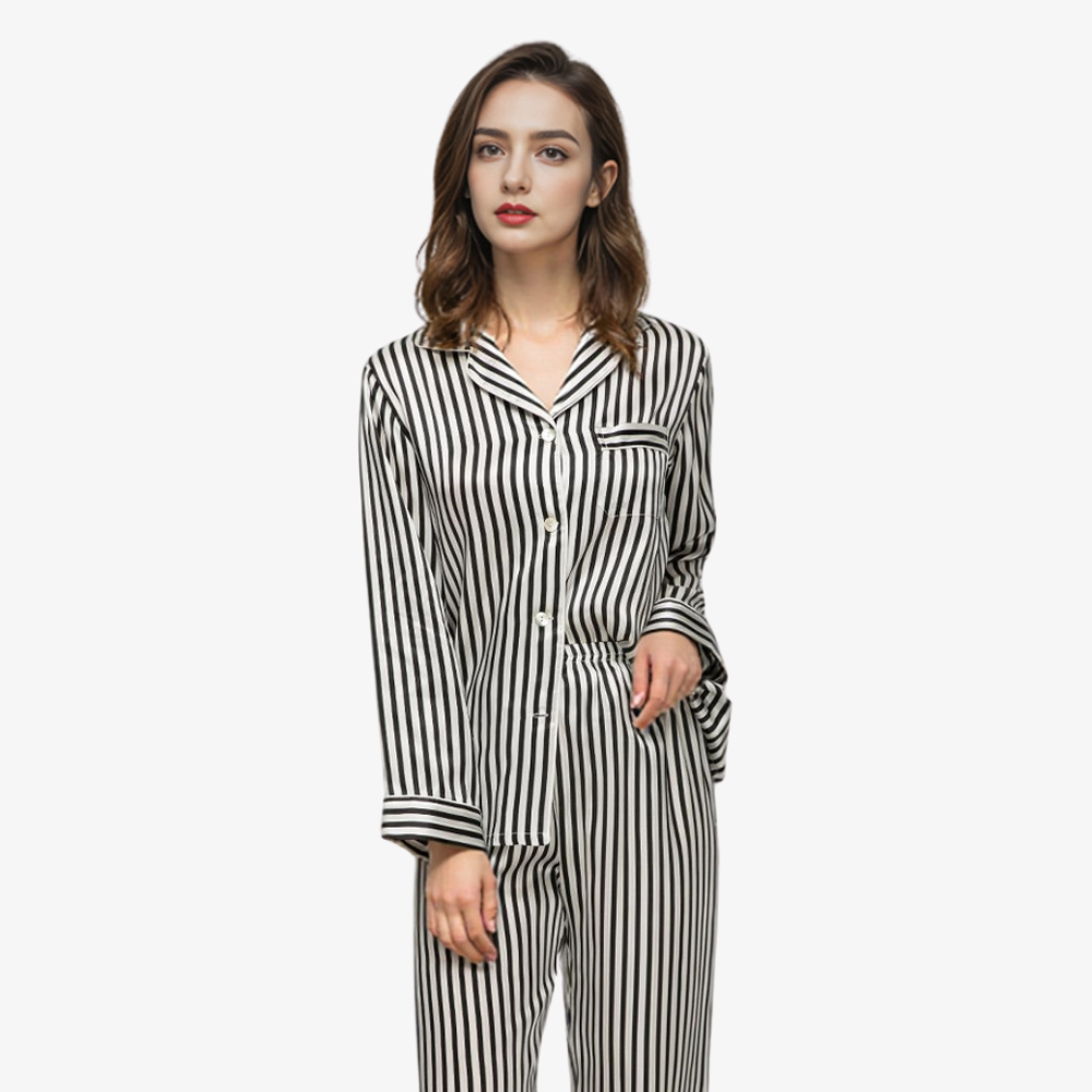 19 Momme 100% Mulberry Silk Striped Pajama Set