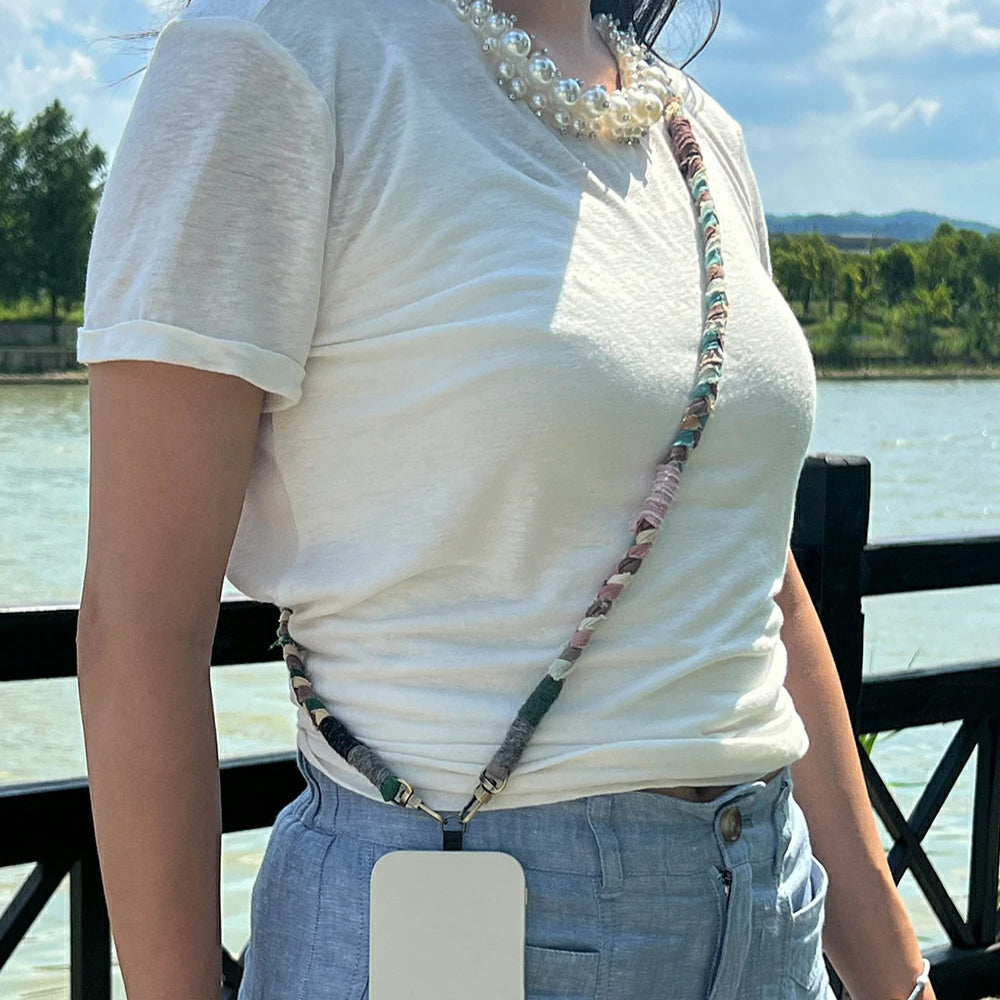 Handmade Brown Green Phone Lanyard