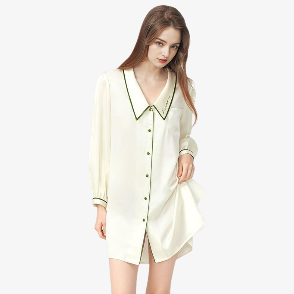 16 Momme 100% Mulberry Silk Peter Pan Collar Nightgown