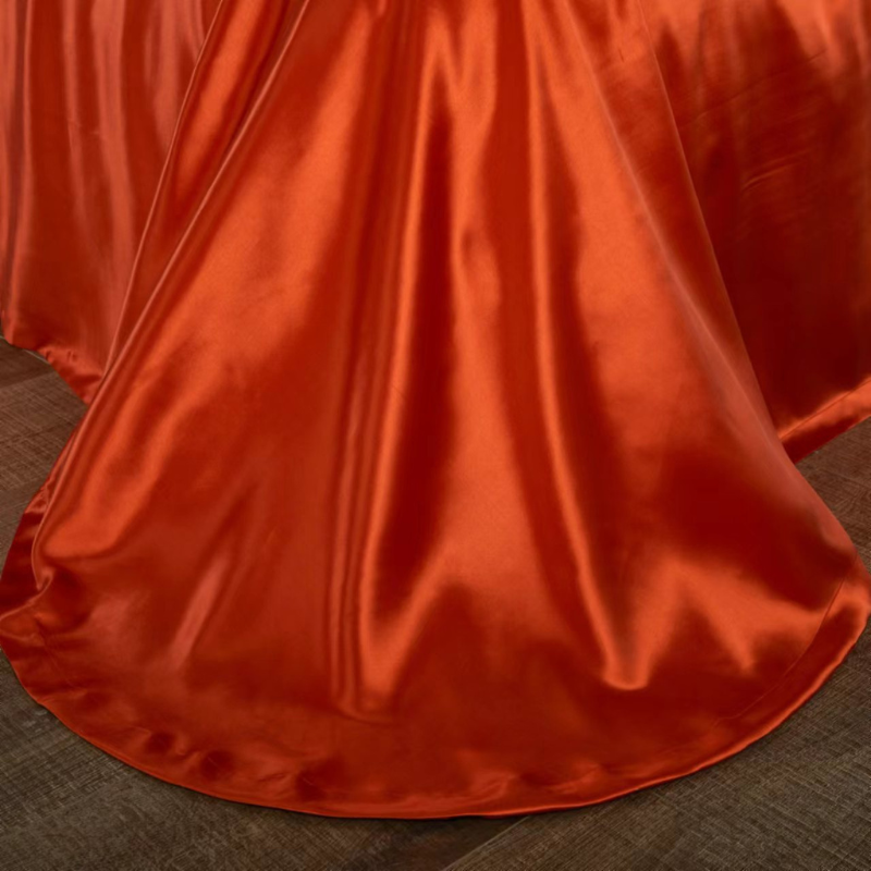 19 Momme 100% Mulberry Silk Orange Bedding Set