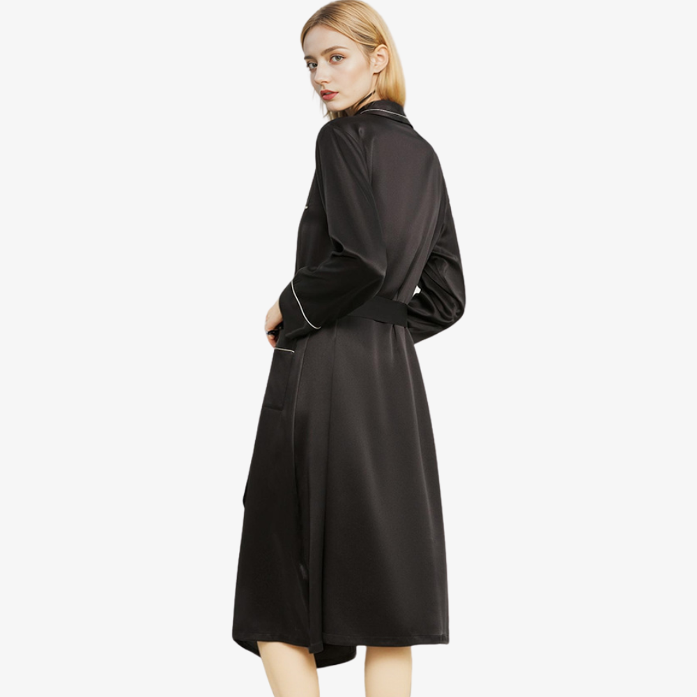 19 Momme 100% Mulberry Silk Long Belted Robe
