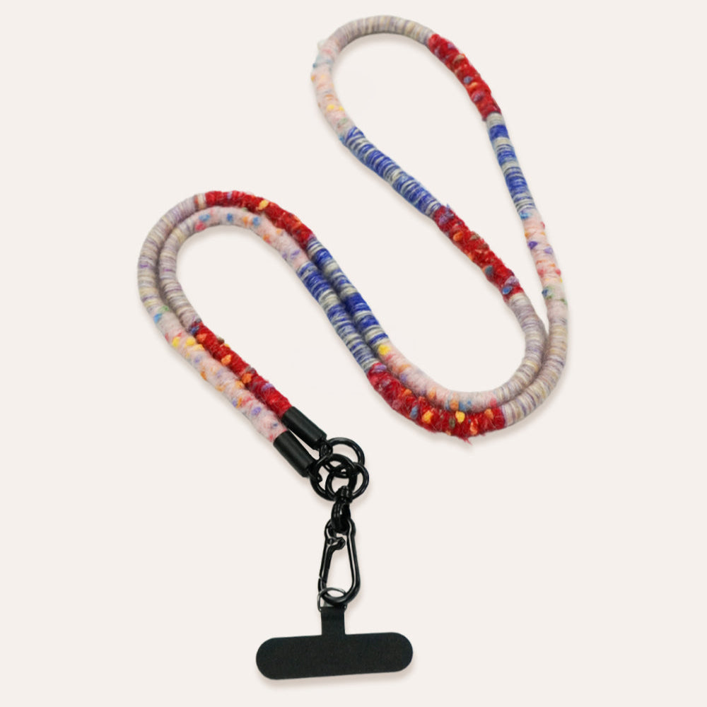Handmade Red &amp; Blue-Tone Long Phone Strap