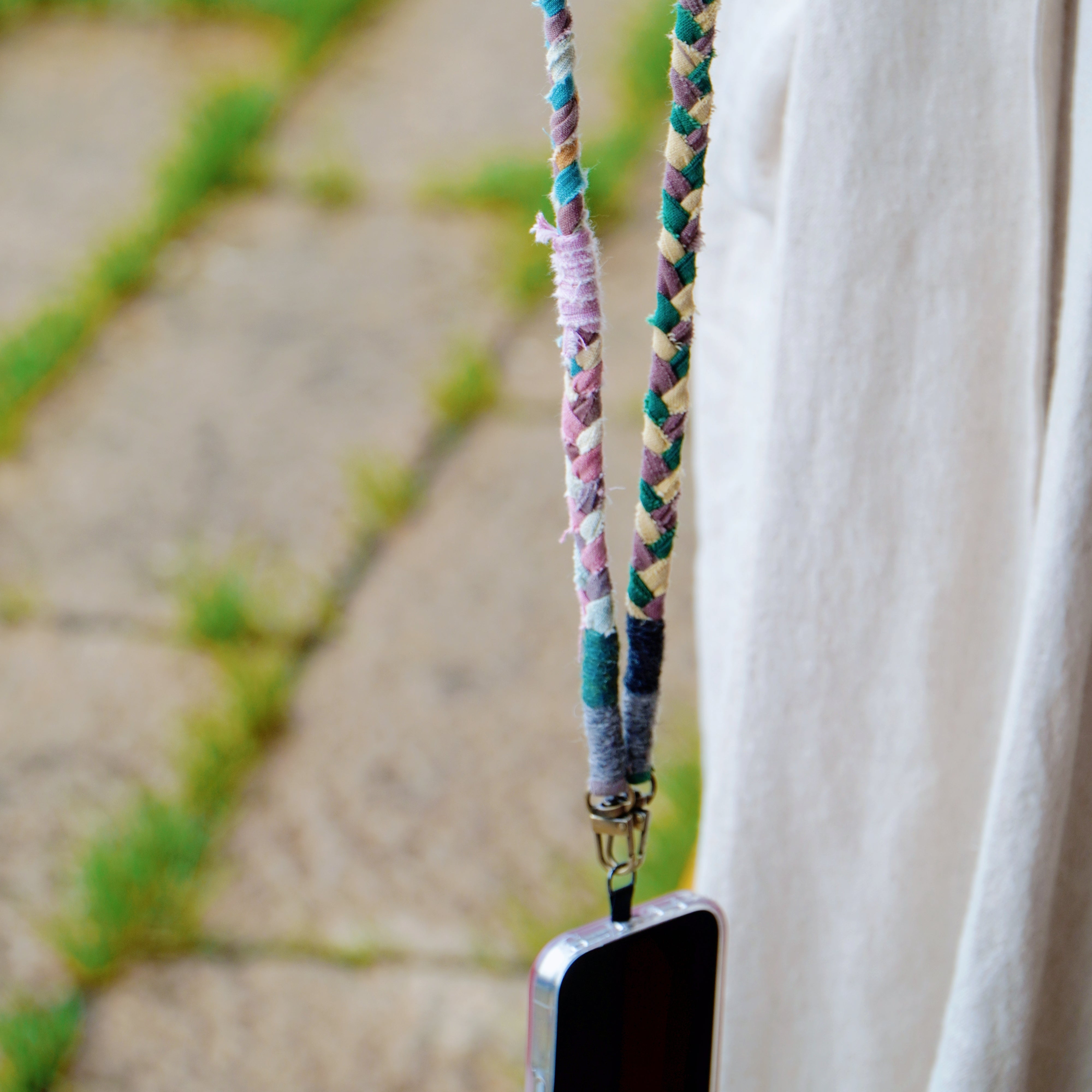 Handmade Brown Green Phone Lanyard