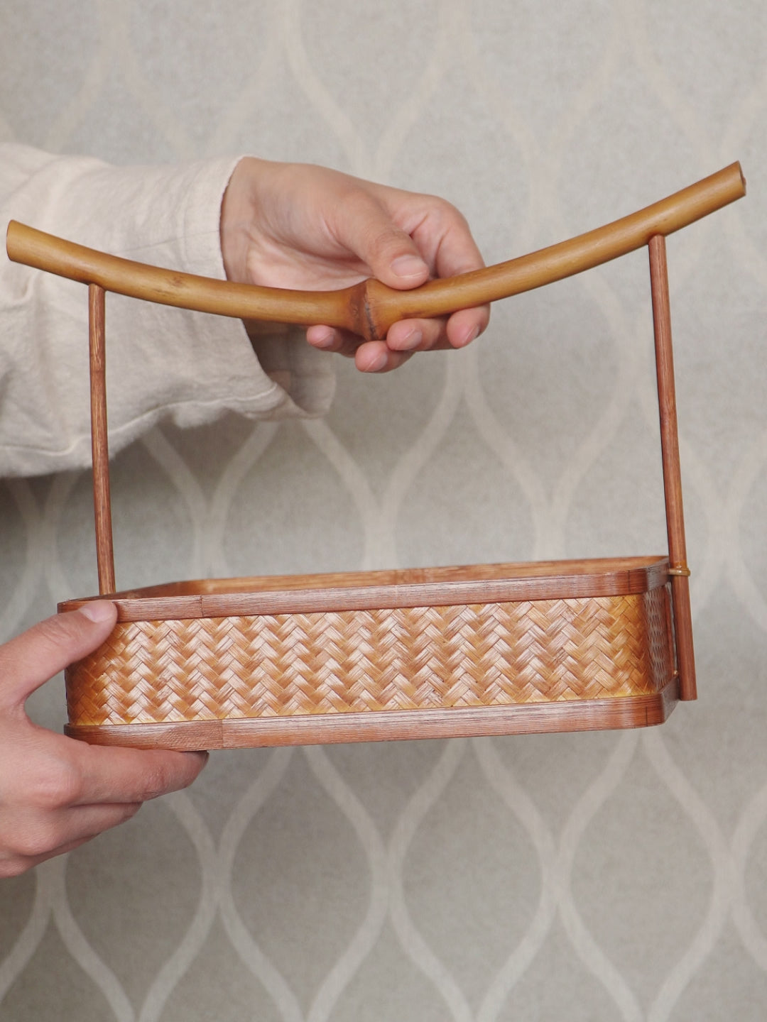 Handmade Bamboo Portable Square Storage Basket