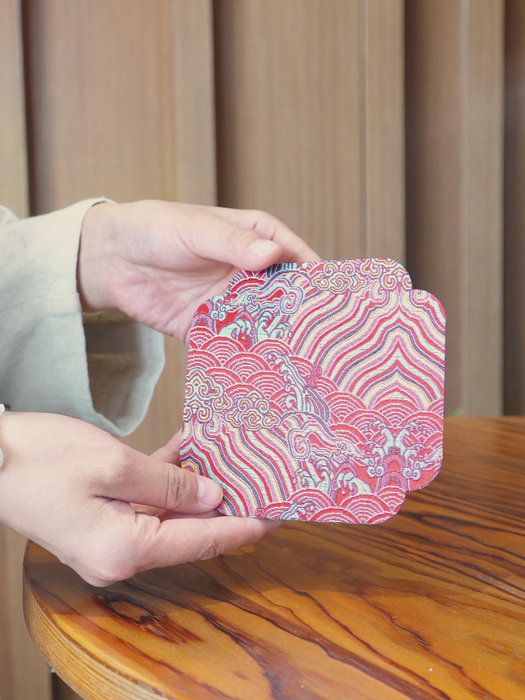 Chinese Style Double-Sided Brocade Coaster
