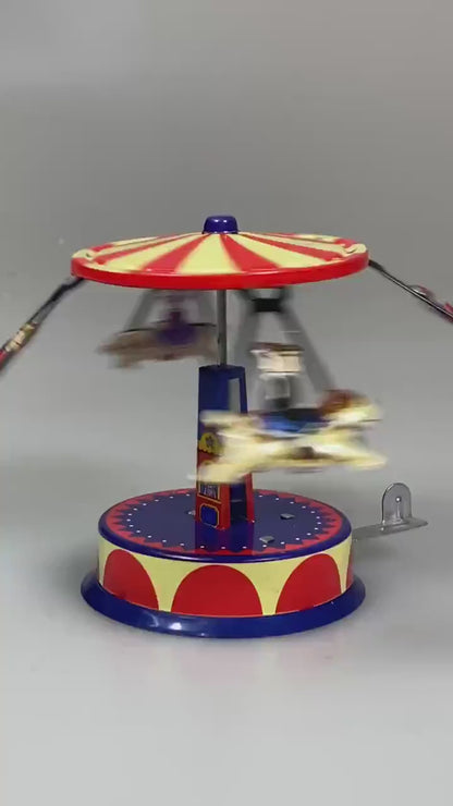 Retro Animal Carousel Tin Toy Wind Up Classic Collectible Perfect for Christmas