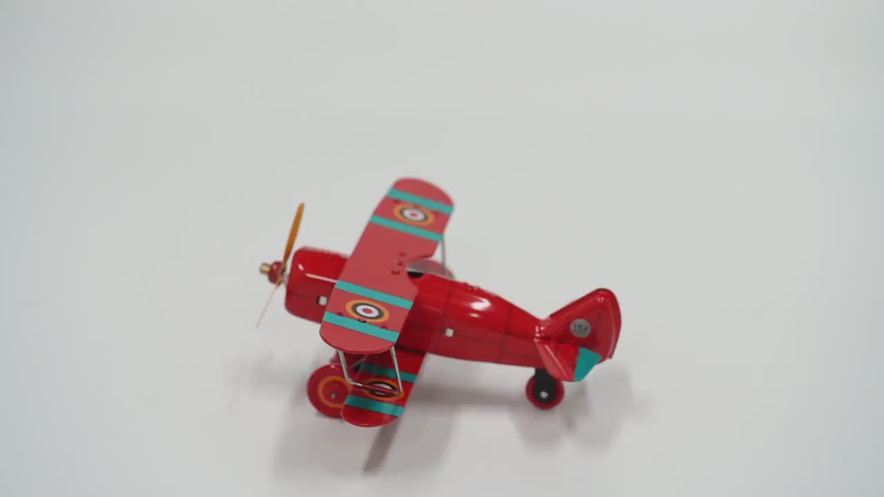 Handmade Biplane Fighter Retro Tin Plane Wind Up Model for Collectors and Gifts